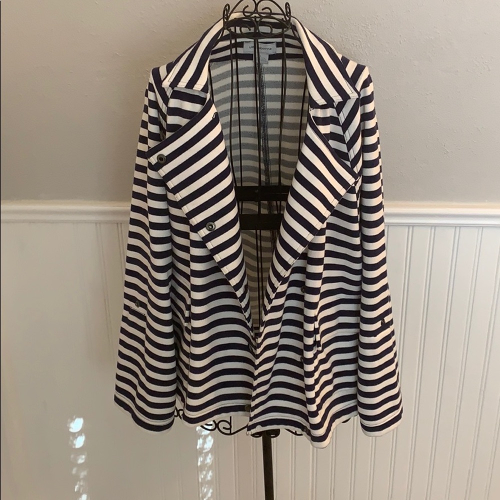 ♥️ Liz Claiborne BlueStripeJacket w/Snaps WomenL